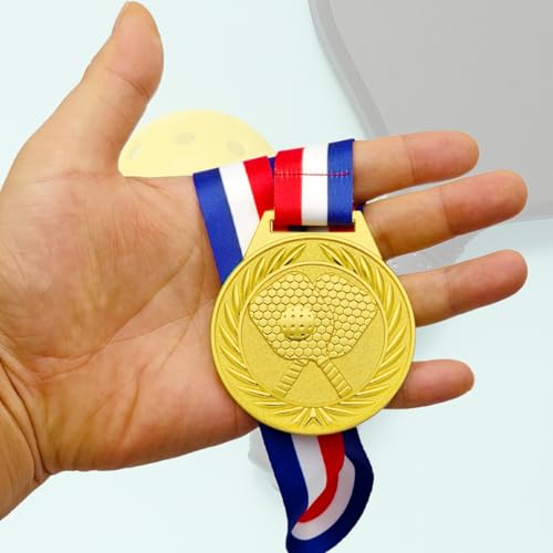 3 Pcs Pickleball Medals Set - Gold, Silver, Bronze Metal Awards with Ribbons