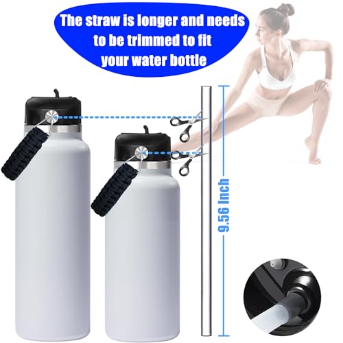Upgraded Straw Lid for Hydro Flask and Thermoflask, Simple Modern, Iron Flask Lid Accessories, Handmade Paracord Handle Straw Cover for Hydroflask Lids Wide Mouth Replacement