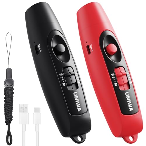 UNIWA Rechargeable Electronic Whistle 2-Pack with Red & Black, Loud 3 Tones, Adjustable Volume, USB Charging, Outdoor & Safety Use