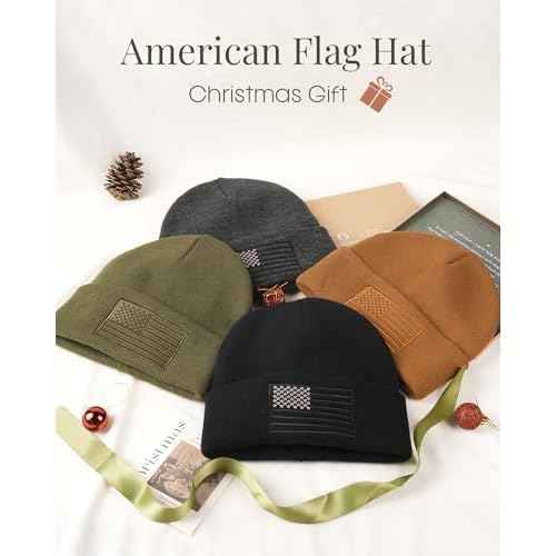 FURTALK American Flag Embroidered Beanie for Men Women Winter Hat Knitted Unisex Skull Cap