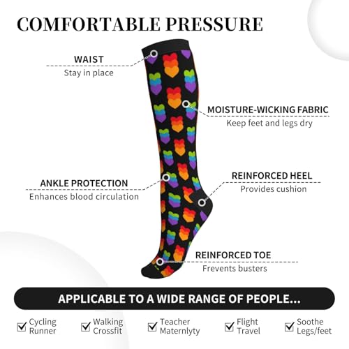 Unisex Knee High Support Compression Socks - Pride Rainbow Variation
