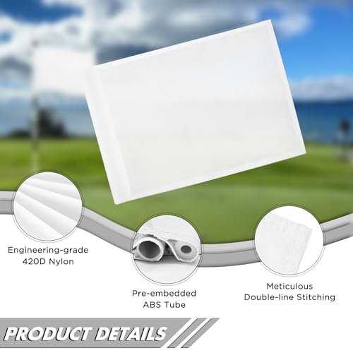 KINGTOP Golf Flag 20x14 Inch - White 3-Pack, 420D Nylon, PGA Standard