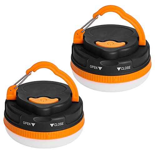 Yizhet 2 Pack LED Camping Lantern, Camping Lamp Flashlights, Camping Light with Magnetic Base 5 Modes Portable Outdoor Tent Light for Hiking Fishing Camping (AAA Batteries Need Self-provided)