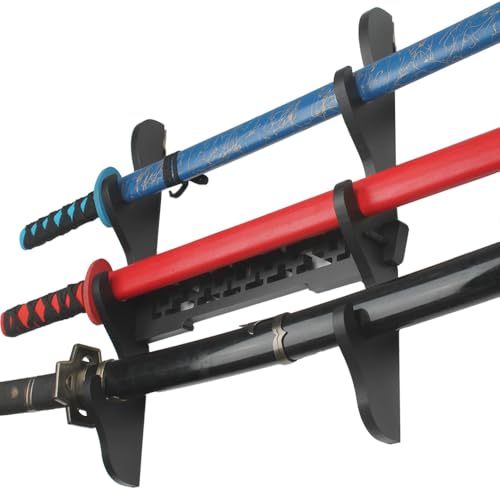 Katana Wall Mount Samurai Sword Display Hanger 3-Tier Black - Versatile Collectible Holder