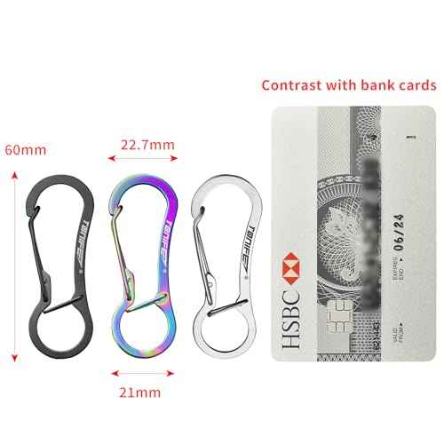 TONIFE Carabiner Clip 2-Pack, Stainless Steel Carabiner Keychain, Spring Snap Hook for Dog Leash and Key Ring