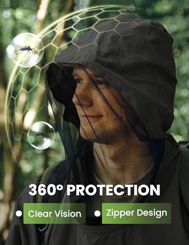 Mosquito Jacket - Durable Bug-Proof Shirt with Adjustable Hood - Grey, X-Large