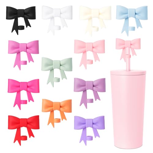 8mm Classic Bow Straw Covers Cap Toppers Compatible with Stanley Tumbler Cups,Reusable Cute Silicone StrawTips Lids Protectors for Reusable DrinkingStraw,StrawAccessories