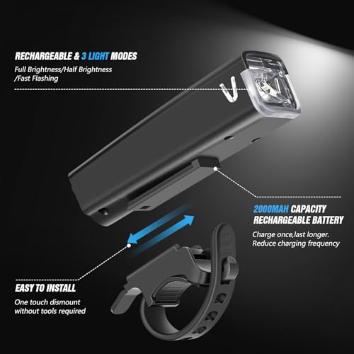 USB Rechargeable Bike Light Set 400 Lumens Front and Rear Waterproof