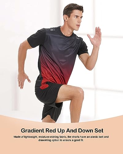 Men's Gym Workout Shirts Set - Large / Black Blue Red 3-Pack Athletic Fitness Clothing