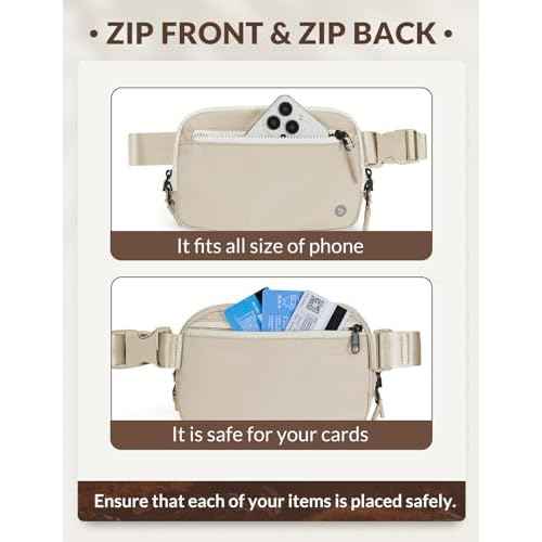 BALEAF Belt Bag Women Fanny Packs Crossbody Fashion Waist Pack Water Resistant Adjustable Strap 2L Off White
