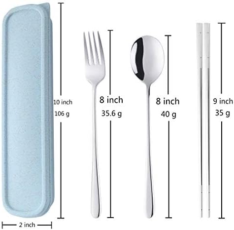3 PCS Outdoor Flatware Set Fork Spoon Chopsticks/Travel Flatware Set with a Case
