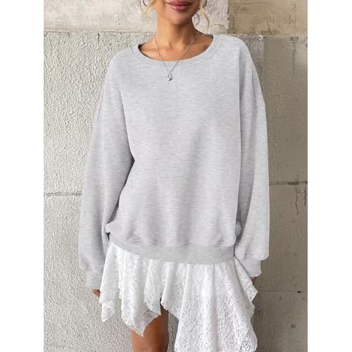Women Fleece Sweatshirts Oversized Crewneck Pullover Trendy Long Sleeve Tops Fashion Fall Outfits Clothes 2025