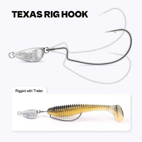 Assorted 15 Pack Weighted Texas Rig Hooks for Bass & Freshwater Fishing