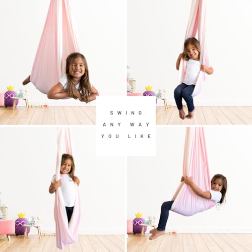 Kids & Adult Sensory Swing Reversible Cuddle Chair - Light Pink/Ivory