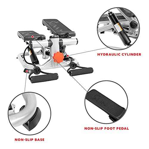 Sunny Health & Fitness Mini Steppers for Exercise at Home, Stair Step Workout Machine, Full Body Cardio Equipment, with Optional Free SunnyFit App Connection and Resistance Band