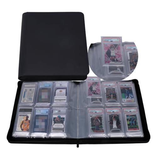 Black PSA Slab Binder Holds 72 Graded Cards for CGC, CSG, FGS, FCG - Rayvol
