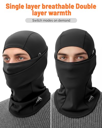 GXCROR Thermal Ski Mask for Men & Women, Windproof Balaclava for Snow, Black