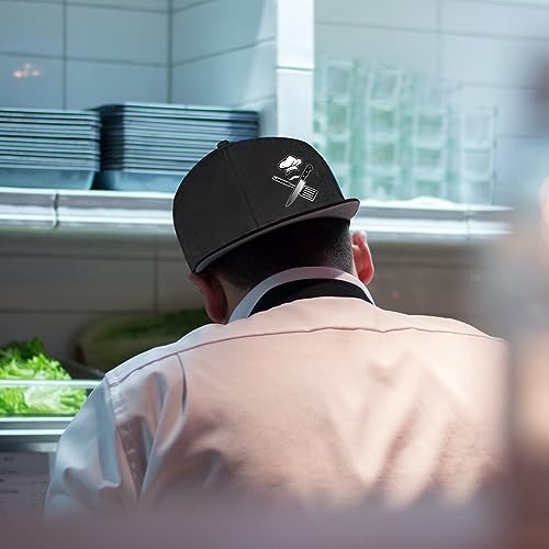 Chef Hat for Men Snapback Hats Funny Flat Bill Hat for Boy Women Adjustable Snap Pack Baseball Cap Black