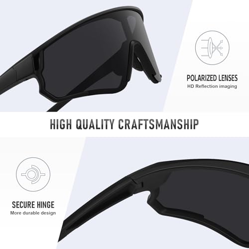 Polarized Sports Sunglasses for Men Women UV Protection Cycling Bike Running Wrap Around Sun Glasses