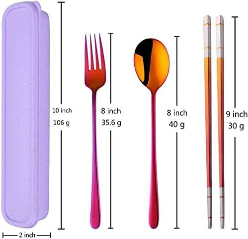 3 PCS Outdoor Flatware Set Fork Spoon Chopsticks/Travel Flatware Set with a Case