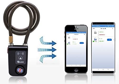 Smart Bike Cable Locks Bicycle Lock Bluetooth APP Controlled Nulock 110db,47 inch Long Braided Steel Motorcycle Lock Anti Theft, IP44 Splash-Proof Bike Alarm Lock for Scooter/Stroller/Gate