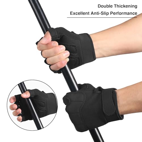 Black Medium Tactical Fingerless Gloves for Climbing Cycling Motorcycle Outdoor Sports