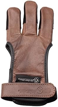 Premium Handmade Brown Leather Archery Gloves - Three Finger Design for Comfort