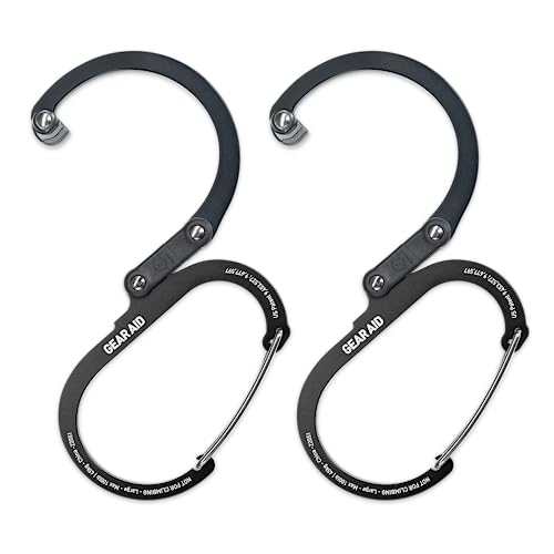 Small Swivel Carabiner with Hook - Black & 2 Pack, 360° Rotation