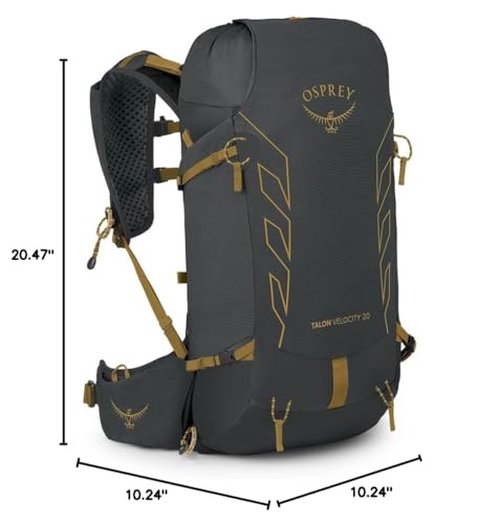 Osprey Talon Velocity 20L Men's Hiking Backpack, Dark Charcoal/Tumbleweed, S/M