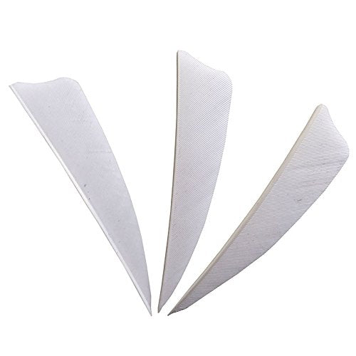 ONTFIHS 50PCS Archery Fletching RW 3" Shield Arrow Feathers with Natural Turkey Feathers Right Wing (WHITE)