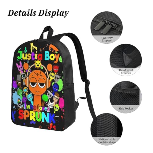 Snujynaep Black Game Backpack Set with Lunch Bag and Pencil Case for Travel & School