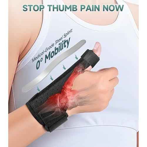 Thumb Brace Right Left Hand - Choose Spring Stabilizer or Aluminum Spica Splint Support for Arthritis,Trigger Finger,Tendonitis,CMC Joint Pain Relief, Adjustable Wrist/Finger Strap for Women Men