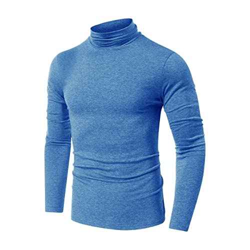LONGBIDA Men's Turtleneck Long Sleeve Pullover Shirt Basic Thermal Top Stretch Slim Fit Sweaters