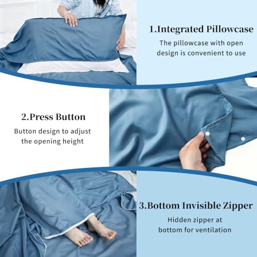 Sleeping Bag Liner - Mystic Blue, 82.7 x 45.3 inches, Ultralight 4 Seasons Travel Sheet