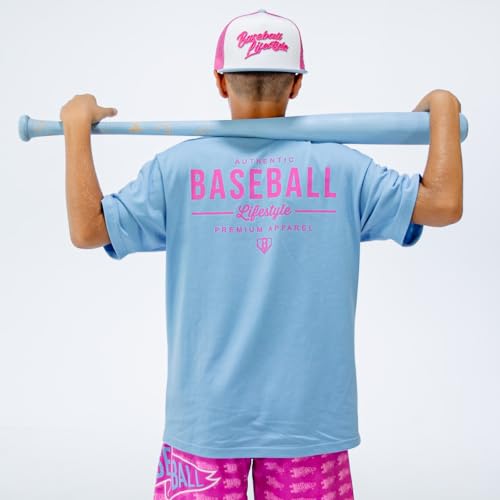 Youth Baseball Graphic T-Shirt Cotton Candy Blue Medium - Boys' Sports Tee