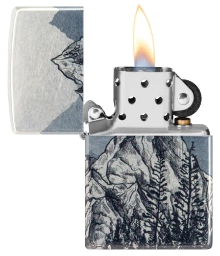 Zippo Outdoor Windproof Lighter - Chrome Mountain Sketch Variation