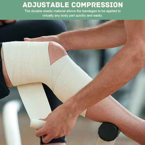 Elastic Bandage Wrap 6 Inch Compression Wrap Bandage with Self-Closure Washable Wide Elastic Bandages for Legs Tummy Body 4 Pack