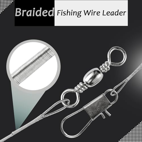 Heavy Duty Stainless Steel Fishing Leader Wire 11.8in 60lb - 30pcs #5