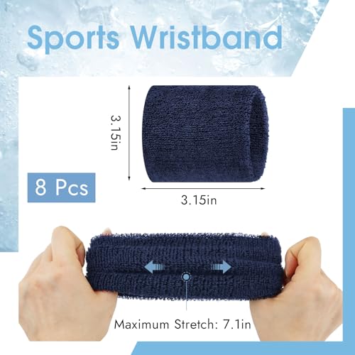 8 Pcs Sports Wrist Sweat Bands for Men & Women£¬ Absorbent Wrist Sweatbands Tennis Wristbands, Elastic Wrist Bands for Sweat for Basketball Tennis Football Gym Running Working Out