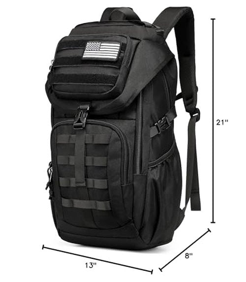 Wotony Tactical Assault Pack Backpack Molle Military Backpack Outdoor Hiking Camping Rucksack Waterproof backpack for men (Black, 25L)