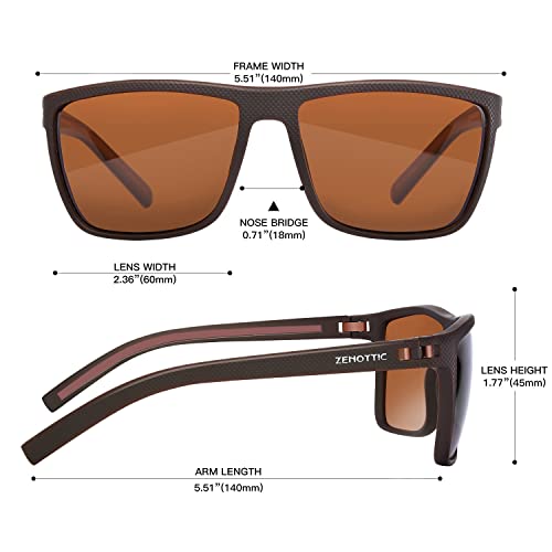 Brown Polarized Sunglasses for Men - Light TR90 Frame UV400 Square Sun Glasses C01