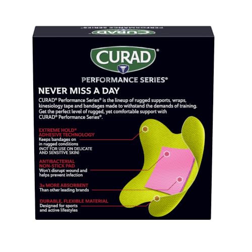 Curad Performance Series Antibacterial Elbow & Knee Bandages 10 Pack - 3x3 Inches
