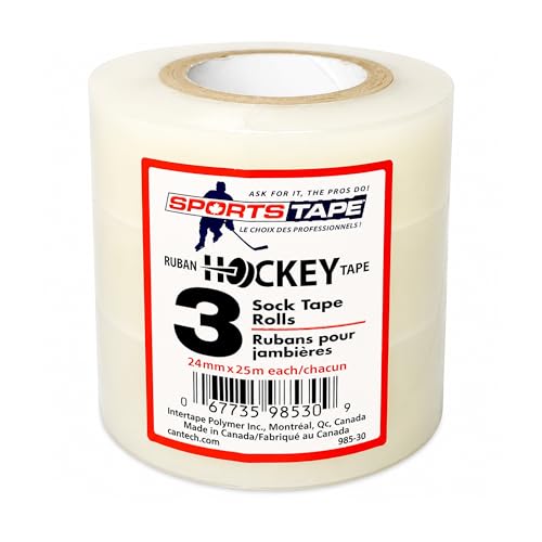 Hockey Tape Clear 3 Pack - Strong Grip, Waterproof, Hand Tearable