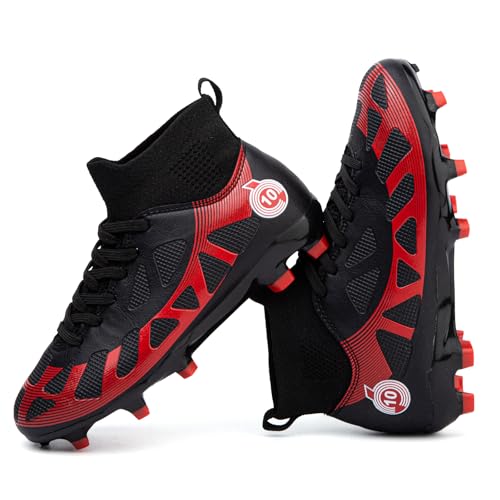 Kids Soccer Cleats Boys Girls Athletic Football Shoes - 7.5 Big Kid, Black