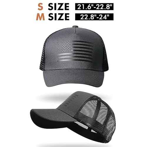 American Flag Trucker Hat Baseball Cap Snapback Fitted Hats for Men Women Snap Closure Design Breathable Mesh Side Durable