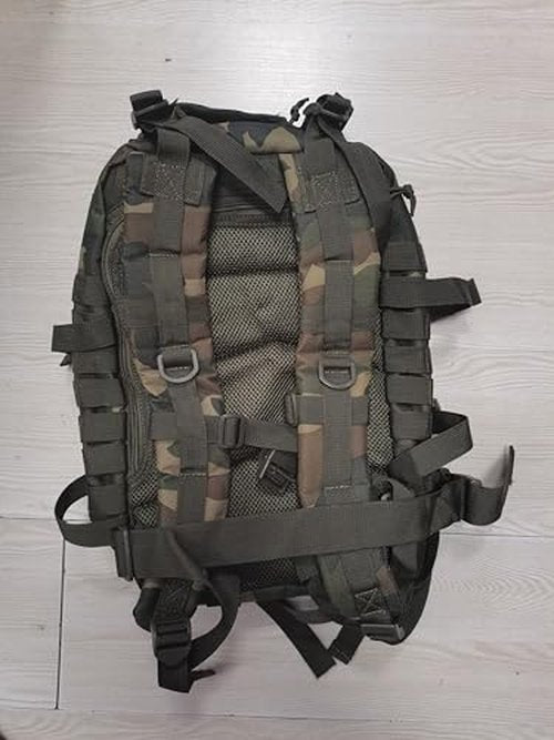 Hannibal Tactical 45L MOLLE Assault Backpack, Tactical Backpack Military Army Camping Rucksack with Bottle Holder, 3-Day Pack Trip w/USA Flag Patch, D-Rings, US Woodland