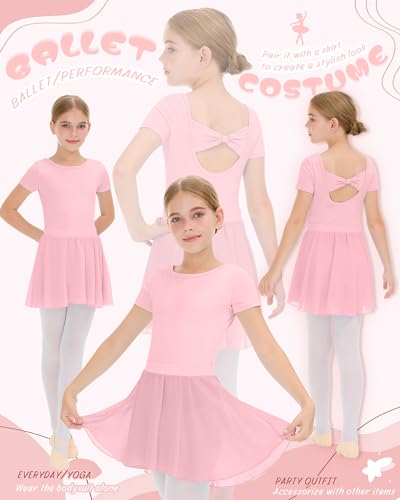 Girls Ballet Leotard Set - 4-6 Years Light Pink 3 Pack for Dance Practice