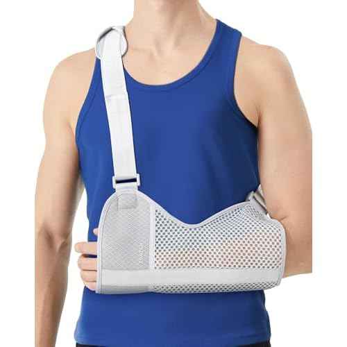 Arm Sling Shoulder Brace for Men & Women ? Breathable & Adjustable Arm Support for Rotator Cuff, Forearm & Elbow Injuries ? Lightweight Fit for Left or Right Side