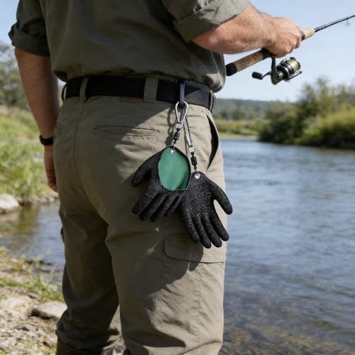 Fishing Gloves with Magnet Release - Medium-Large Anti-Slip Puncture Proof Gloves for Catching & Handling Fish