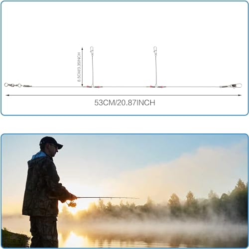24Pcs Saltwater & Freshwater Stainless Steel Fishing Leaders Kit 2-Arms with Swivels Beads & Hooks